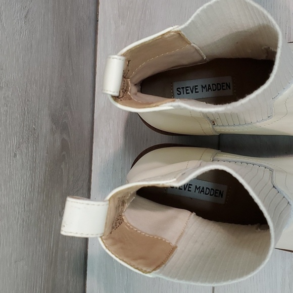 Sold Steve Madden Women Admire Bone  Leather Heels Boots shoes sz 11M - Picture 7 of 15